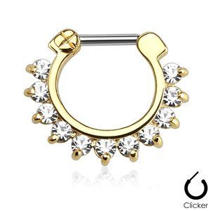 Single Line Pronged Gems 316L Surgical Steel Septum Clicker